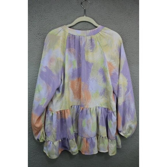 Entro Long Balloon Sleeve Tiered Ruffle Tunic-Size Medium-BOHO - Picture 7 of 9